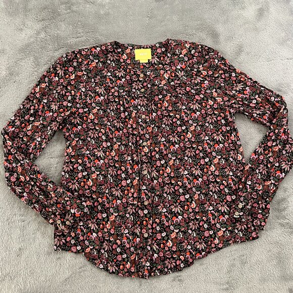 Maeve Anthropologie Long Sleeve Ditsy Floral Blouse Shirt Top SMALL - Picture 1 of 6